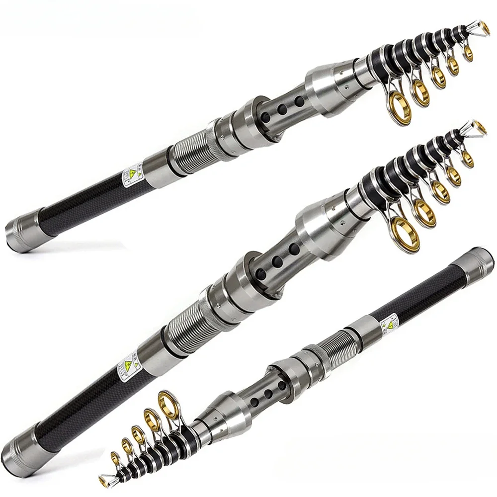 Caña de pescar de mar telescópica corta, aparejos de pesca de viaje portátiles de 1,5-2,4 M, caña giratoria para surf, cerrada de 36-40cm para luz para principiantes - imagen 3