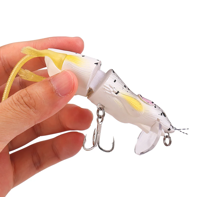 WEIHE, 1 unidad, g, 8cm, 5 colores, pesca Artificial, cebo duro para ratón, señuelo flotante de 2 secciones para pececillos, cebo de plástico duro multiarticulado Wobble - imagen 5