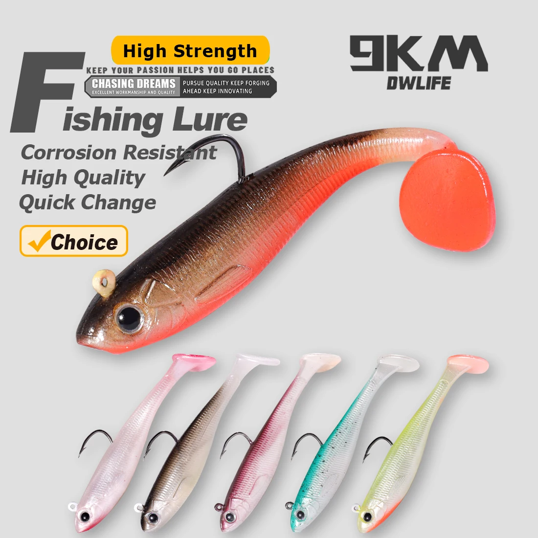 9KM 6 uds Swimbait pesca señuelos blandos 6 ~ 12,5g Jig Head señuelo de pesca suave lubina perca de agua dulce cola de paleta