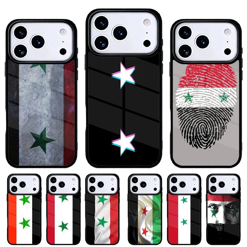 Carcasa trasera con bandera de Siria para iPhone 17 Air a 11 Pro Max