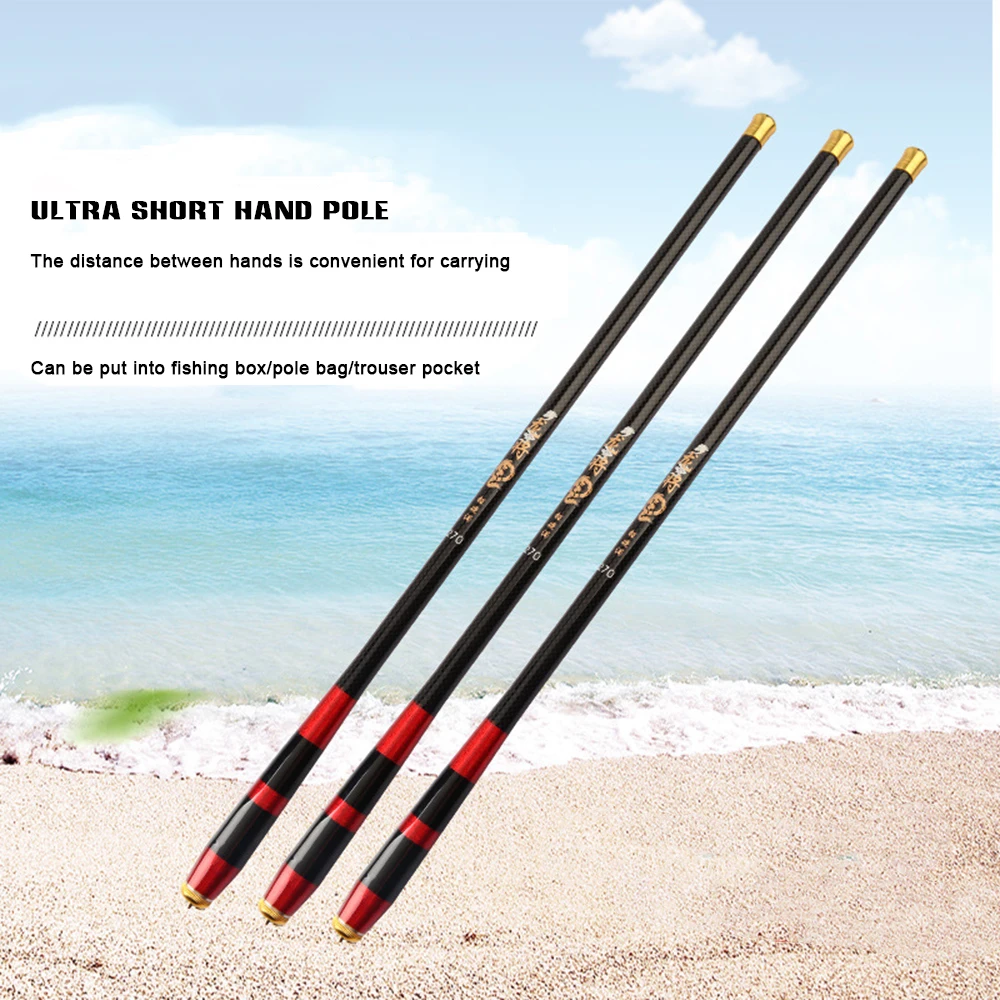 Caña de pescar ultracorta de bolsillo, caña de pescar dura de carbono para piscina, equipo de pesca de carbono, caña de mano - imagen 2