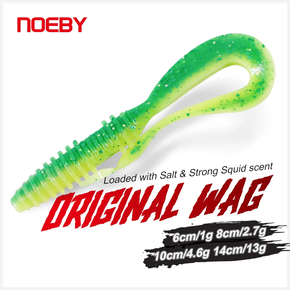 Noeby-señuelo suave vibratorio, cola larga Mad Original Wag Wobblers, olor a pescado, cebo de pesca Leurre Souple, 14cm, 10cm, 8cm, 6cm - imagen 2