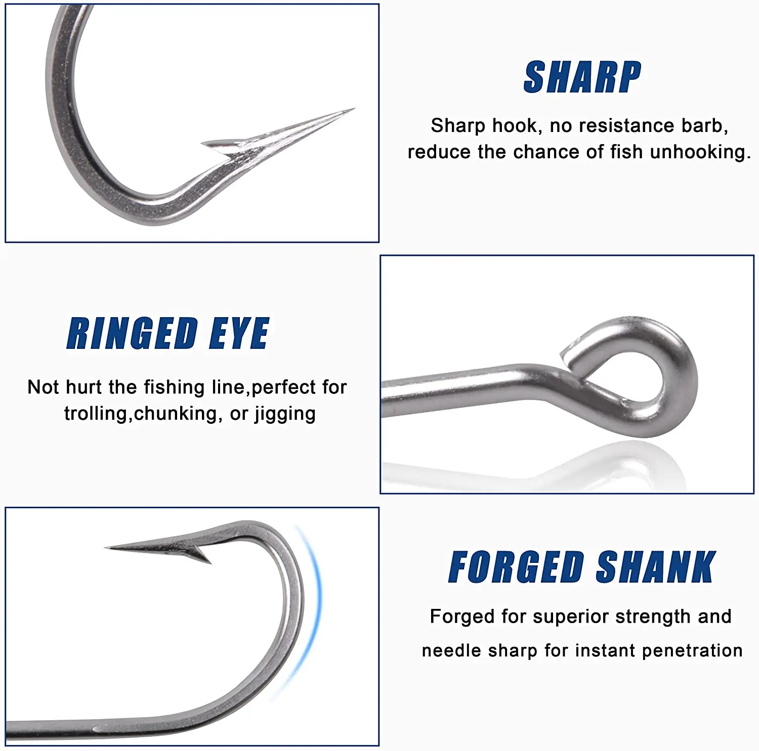 Hyaena-anzuelos de pesca de acero inoxidable 34007, anzuelos de caña larga y grande, accesorios de agua salada, herramientas, 10 unidades por lote - imagen 3