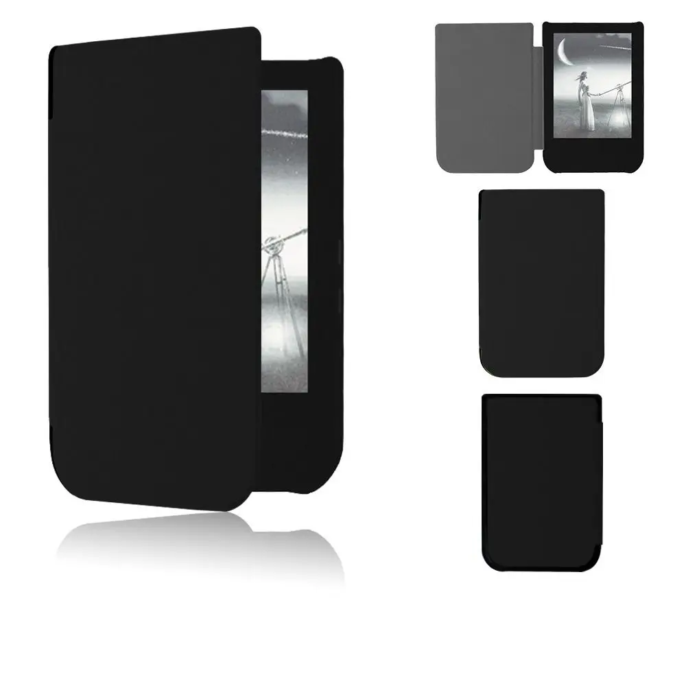 Auto Sleep/Wake Funda para lector electrónico de 6 pulgadas Funda tipo libro de cuero anticaída Forro de microfibra resistente al desgaste para PocketBook 631/631 Plus