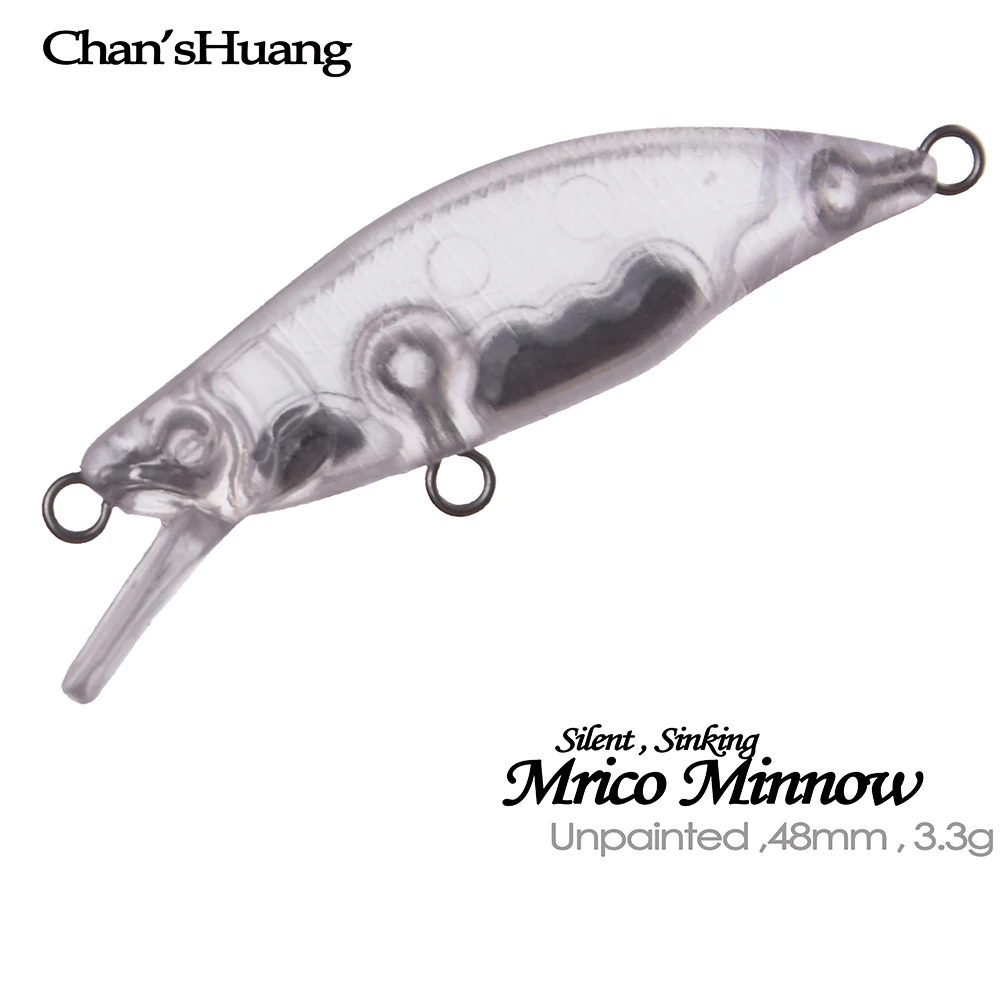 Chan'sHuang 30 Uds cebo en blanco sin pintar 4,8 cm 3,8g Mirco hundimiento Minnow DIY señuelo de pesca Artificial