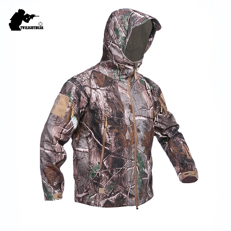 Chaqueta SoftShell impermeable para hombre, ropa de caza de camuflaje, chaquetas de forro polar con múltiples bolsillos, abrigos de escalada para acampar al aire libre - imagen 5