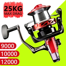 Carrete de pesca con rueda giratoria grande, carrete de Metal duradero de fundición de larga distancia, arrastre fuerte de 25kg/55Lbs para accesorios de pesca de carpa