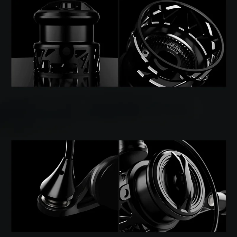 Carrete de pesca giratorio, relación de engranaje de alta velocidad, cuerpo de fibra de carbono ligero, arrastre 5 + 1 rodamiento, arrastre de 4kg, bobina de pesca de agua salada para lubina de carbono - imagen 3