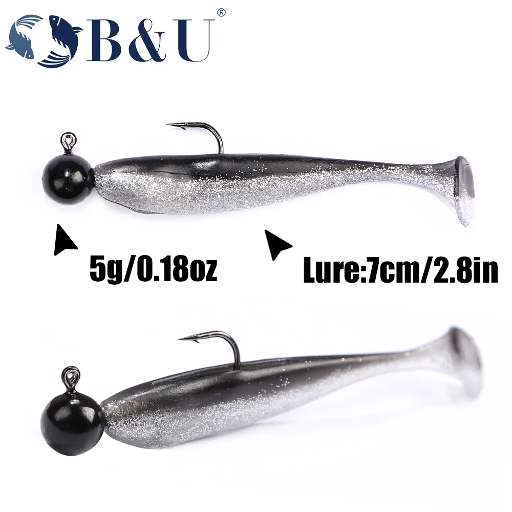 B&U Crank Jig Head Hook 2g 3.5g 5g 7g Vishaak Lood Hoofd Jig Lokken Harde Aas Zachte Worm Jig Haak Voor Zachte Wormvissen - imagen 5