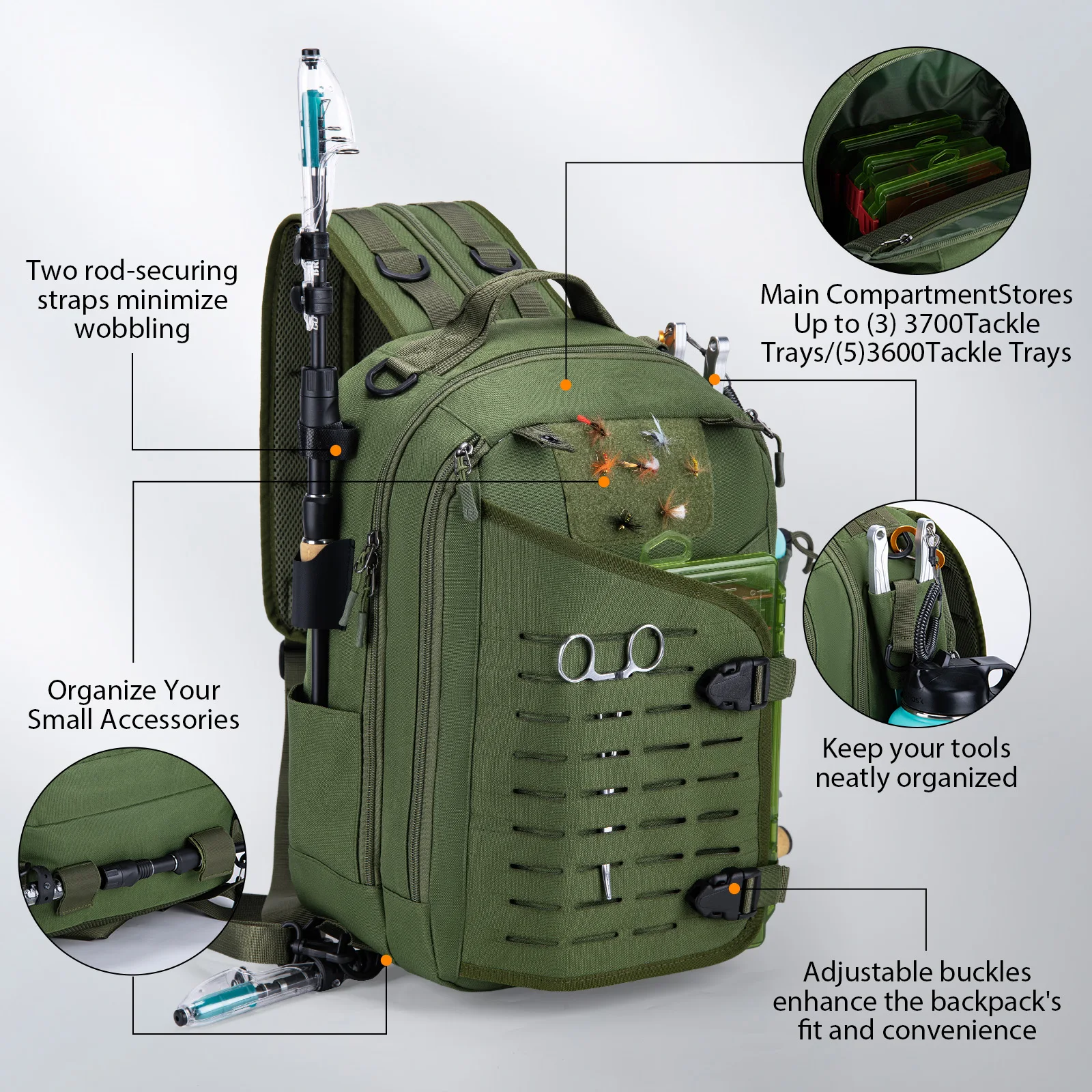 Goture Bolsa de pesca Oxford compartimentos múltiples impermeable - imagen 4