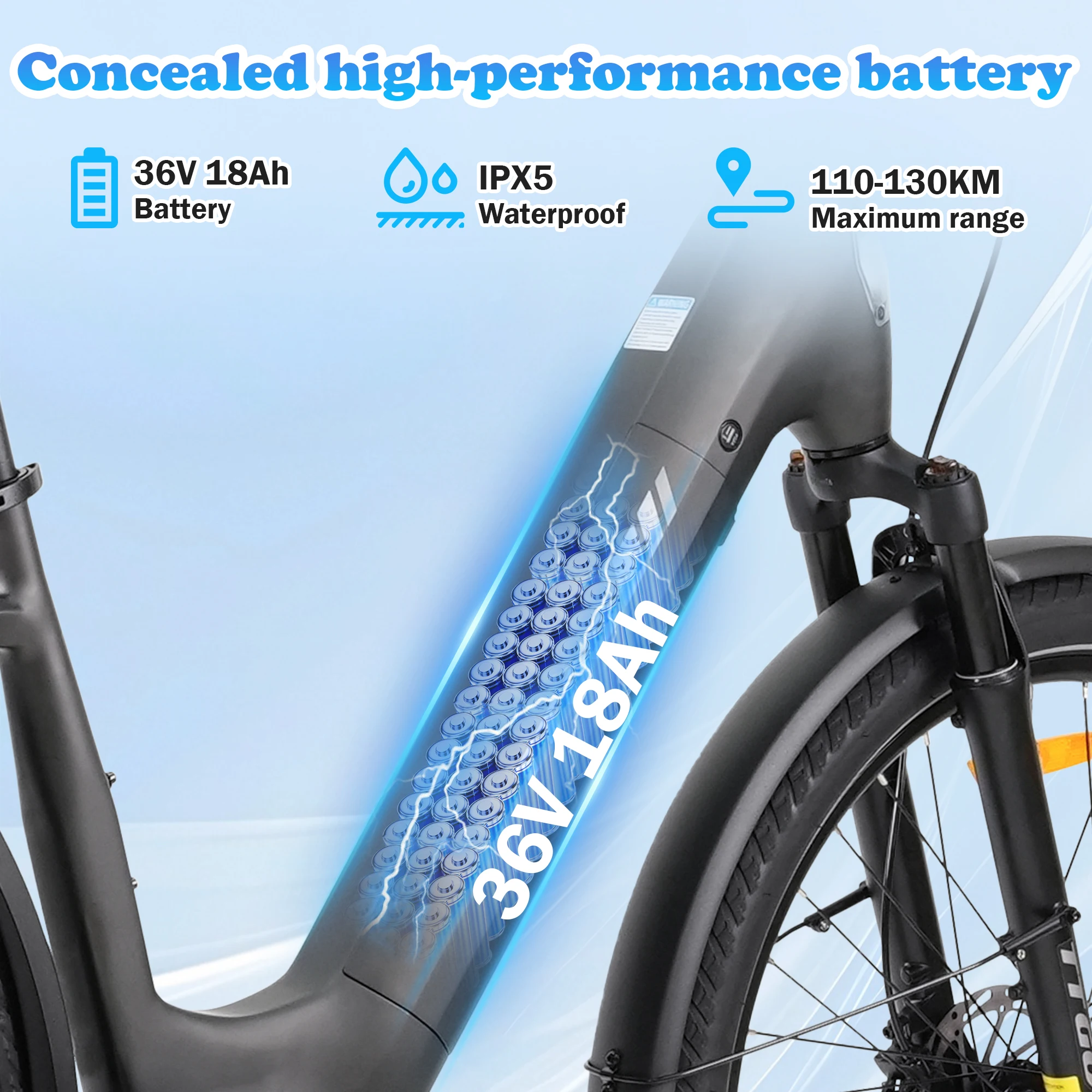 Bicicleta eléctrica urbana TTGO 250W con sensor torque y frenos hidráulicos - imagen 4