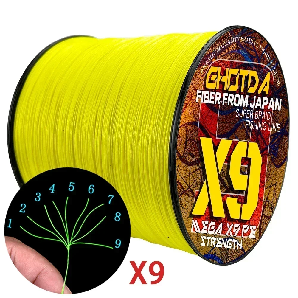 GHOTDA 100% hilo de pescar de PE trenzado 100M 8/9 hebras cable de tejido multifilamento súper fuerte 18-100LB Pesca de lubina de carpa Pesca - imagen 3
