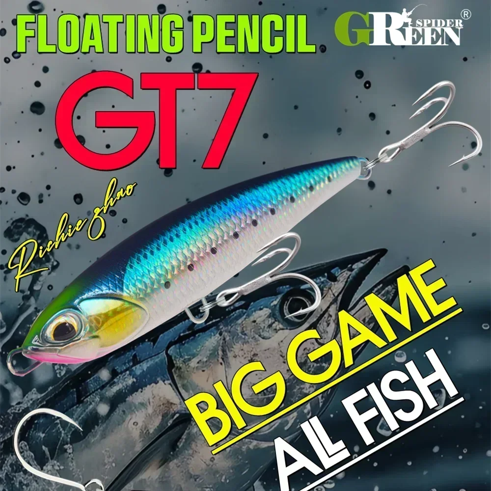 GREENSPIDER-señuelo de pesca pesado, lápiz flotante de 145mm, 52g, cebos duros artificiales para pesca en el mar, Stickbait GT - imagen 3