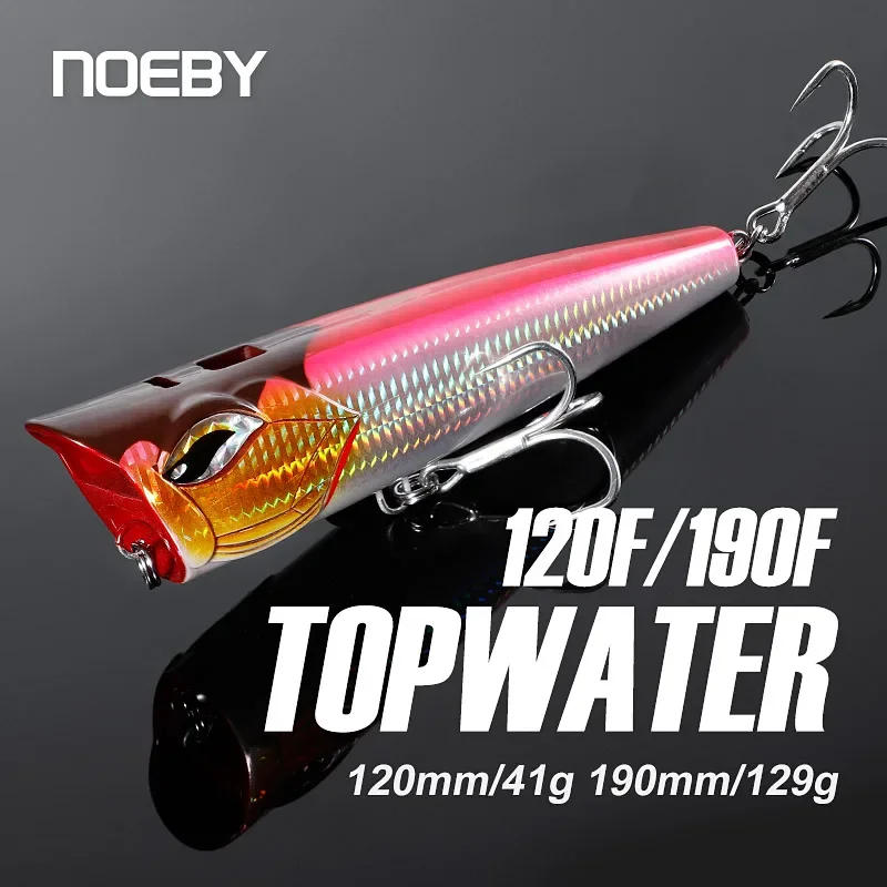 Señuelos de pesca NOEBY Popper 120mm 41g 190mm 129g cebos de burbujas Topwater Jet Popper Wobblers para GT atún gran juego señuelo de pesca - imagen 2