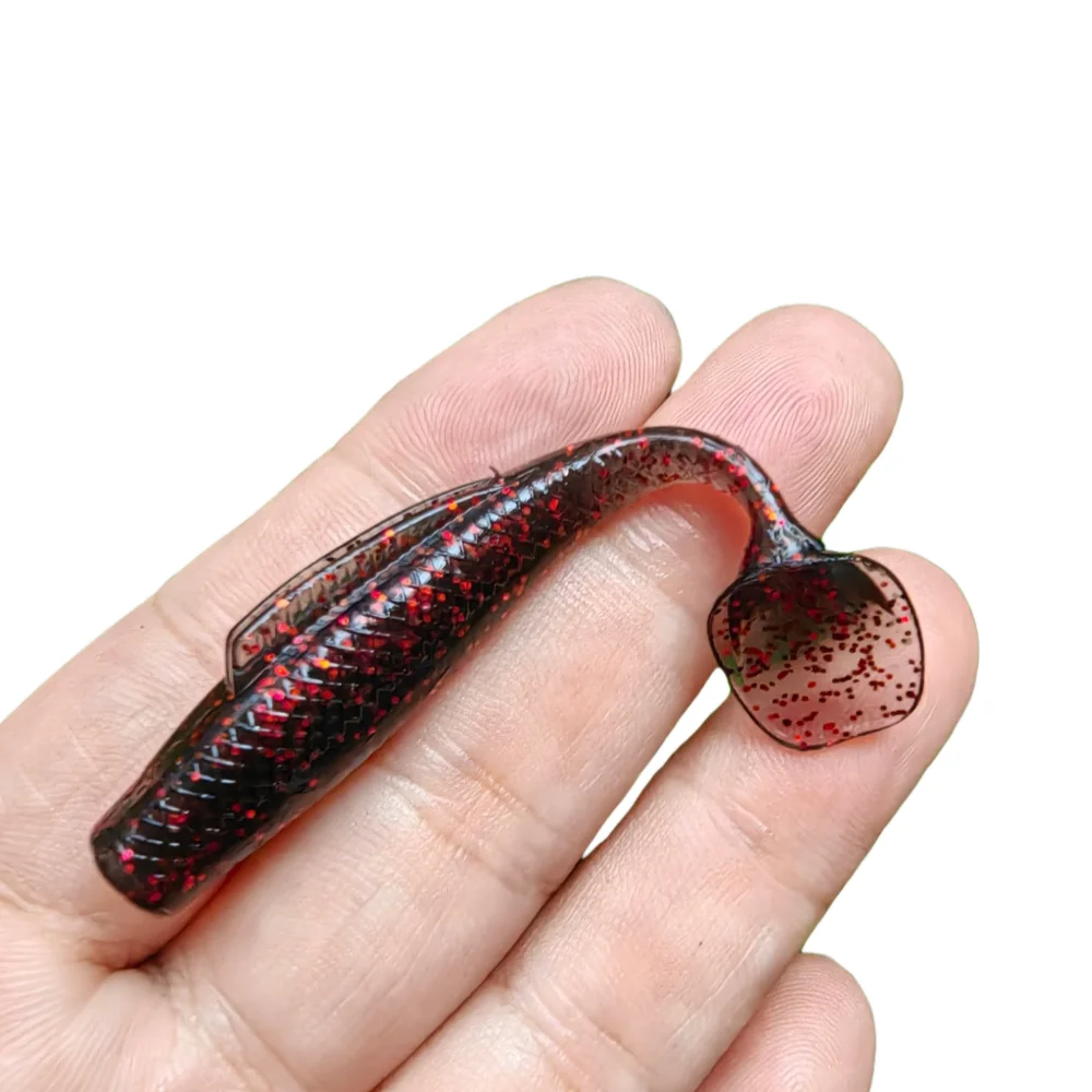 10pcsTPR cebo suave 65mm 2,65g 55mm 1,65g cola de paleta suave Swimbait Señuelos de pesca cebo de silicona Artificial Wobblers señuelos blandos - imagen 5