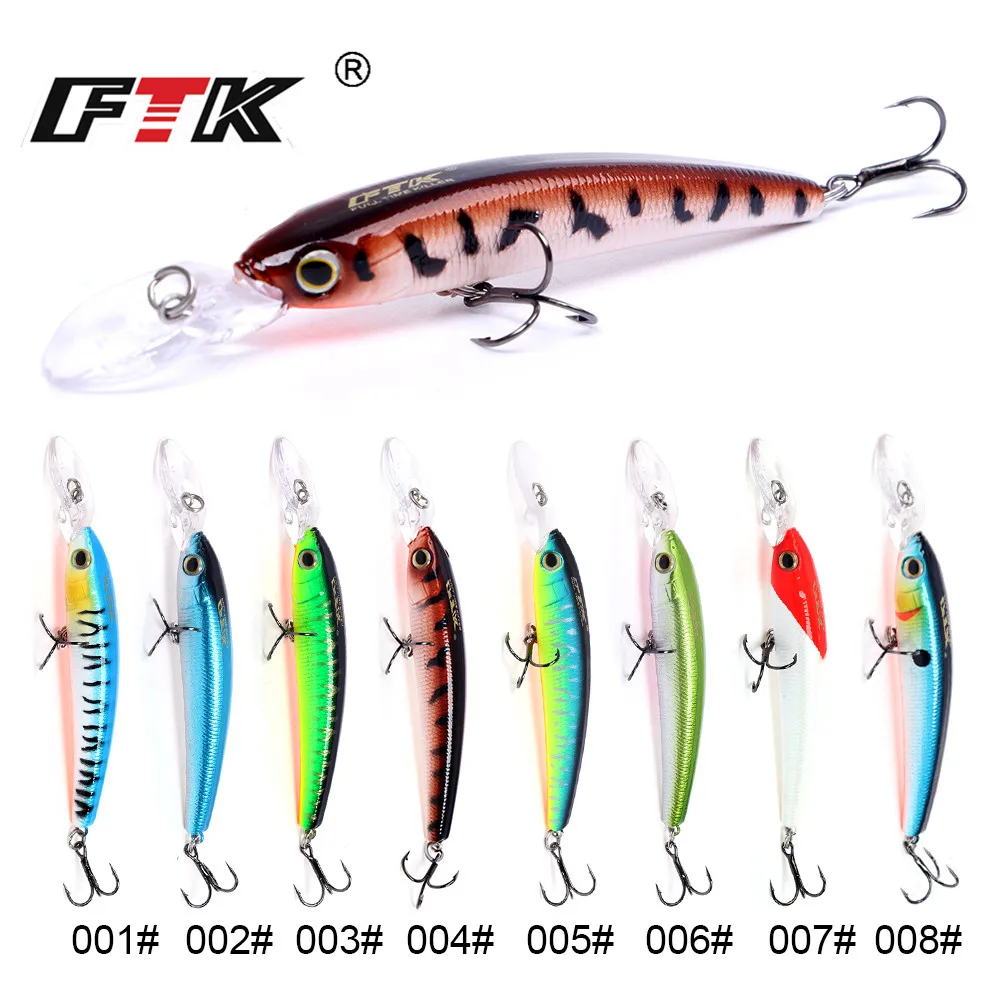 FTK-señuelo de pesca de lubina de agua salada, cebos duros artificiales Wobblers para Lucio Crankbait trucha, aparejos de profundidad de 2m, 80mm, 7g - imagen 2