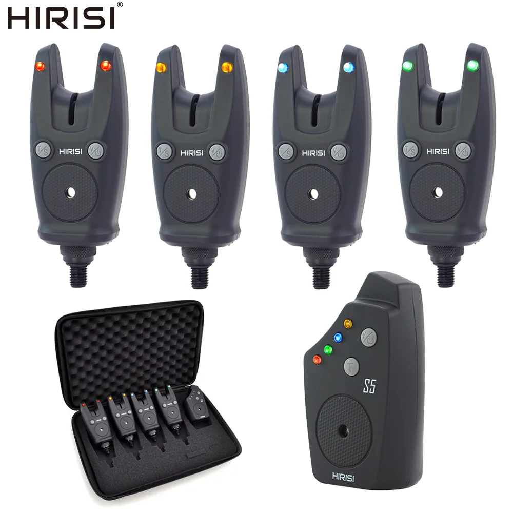 Hirisi S5 alarmas de picadura de pesca de carpa indicador de picadura de pesca juego de alarma de pesca inalámbrica impermeable accesorios de pesca