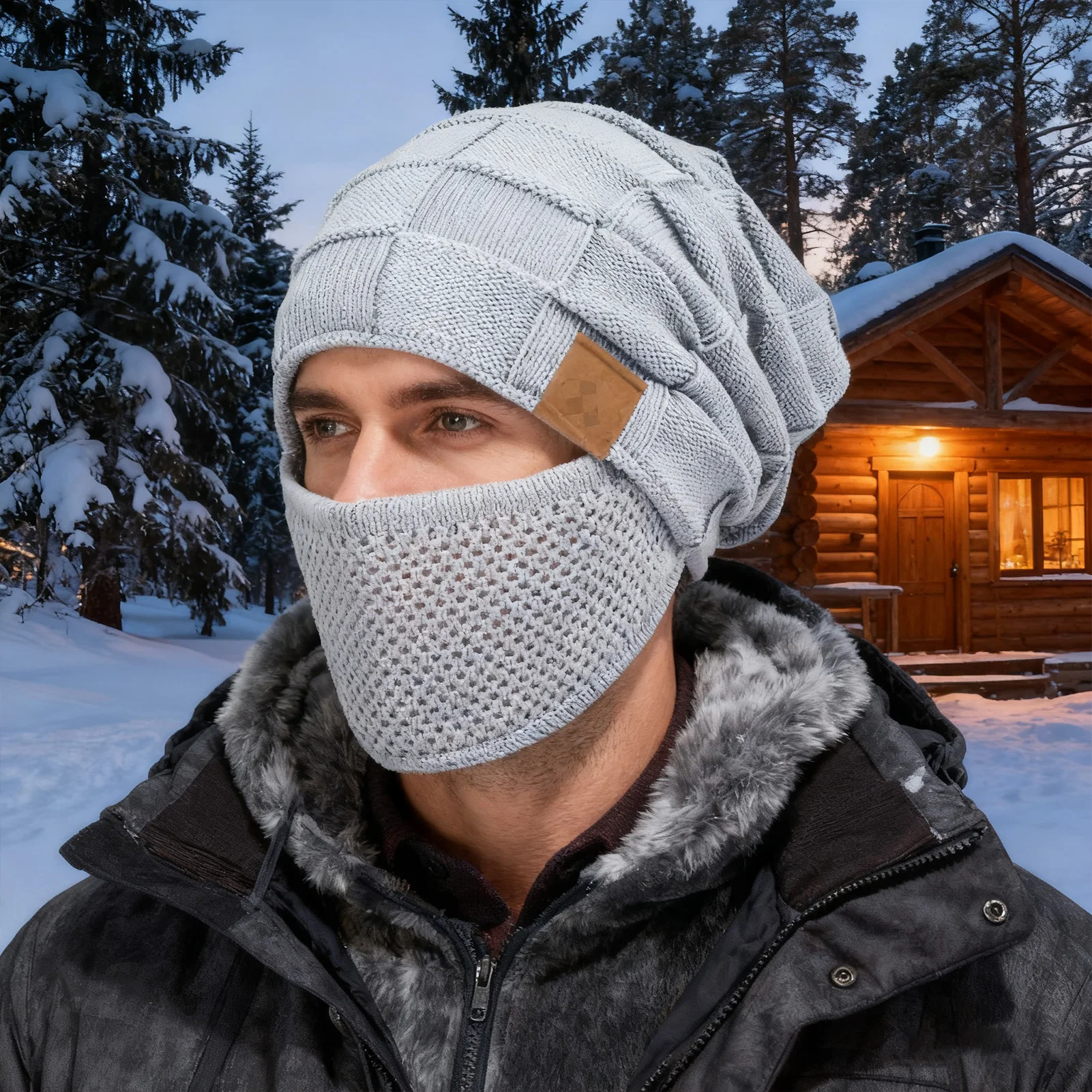 Gorro cálido de invierno para hombre, gorro tejido a la moda para exteriores, gorro de felpa grueso a prueba de viento, gorro cálido para ciclismo, montar, acampar y pescar - imagen 3