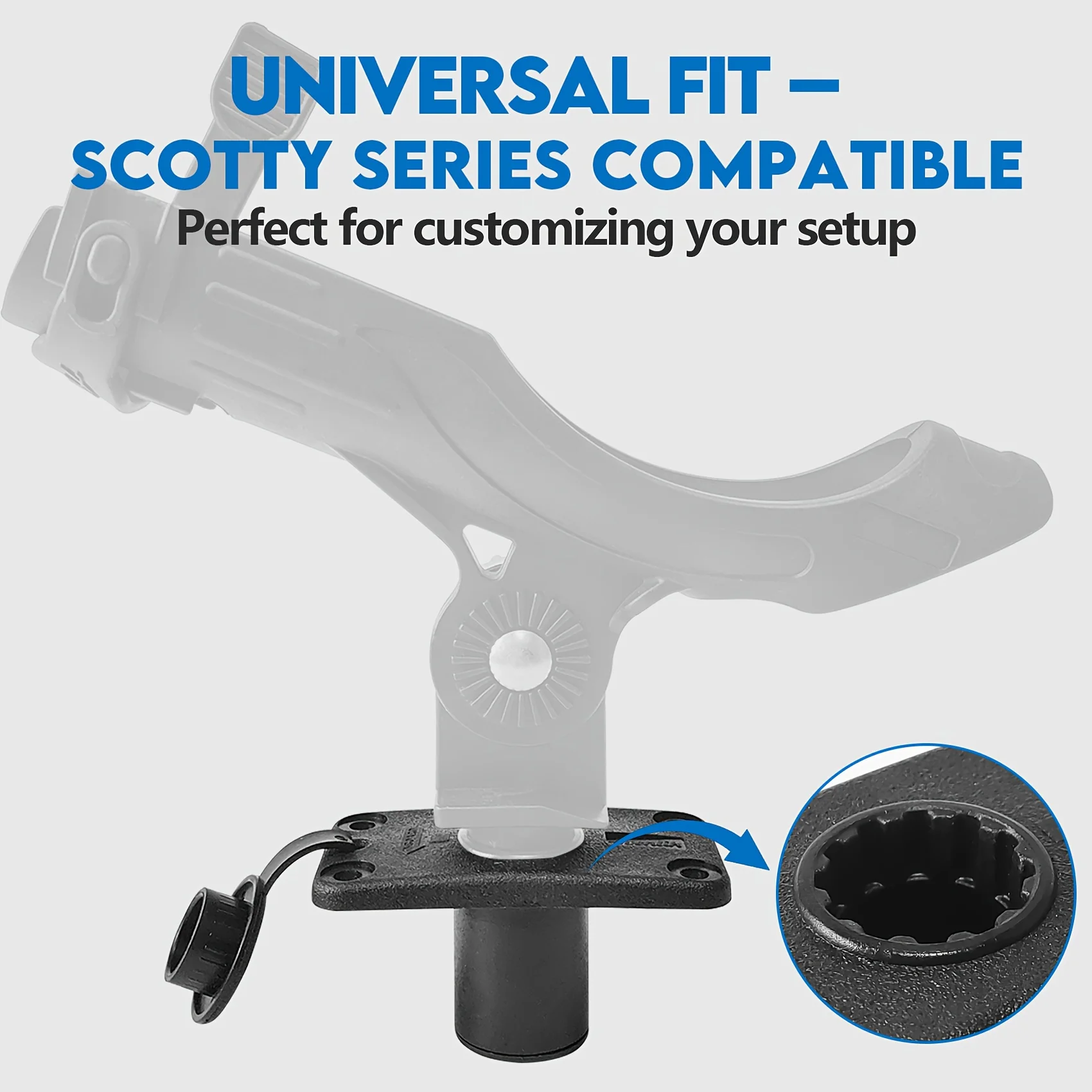 Soporte de montaje empotrado sin hardware expuesto Tapa de lluvia y sello inferior Compatible con soportes de varilla estándar y serie Scotty - imagen 2
