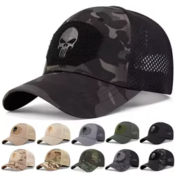 Top bordado de calavera Unisex con parche, gorras de béisbol transpirables, sombrero informal ajustable para exteriores para primavera y otoño, sombrero protector solar
