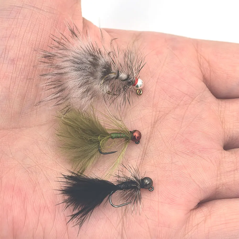 4~8pcs #10 #12 Fast Sinking Jig Bead Barbless Jig Woolly Bugger Streamer Barbed Bugger Tan Jig Nymph Fly Trout Bass Fishing Lure