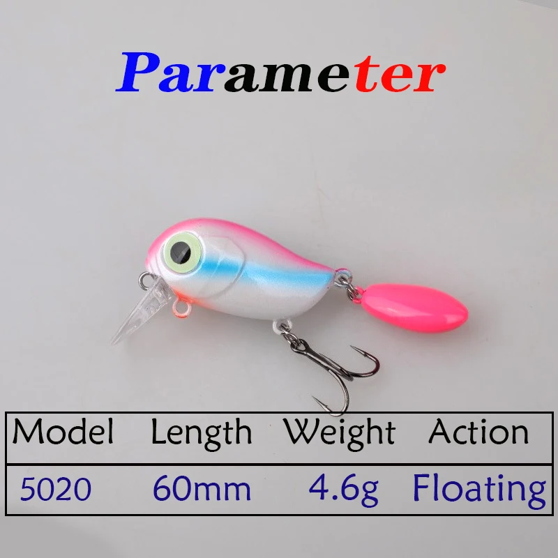 Señuelo de Pesca Testar 60mm 4,6g pececillo flotante Wobblers artificiales Crankbait placa de lengua cebo Spinner cuchara para Pesca de trucha lubina - imagen 2