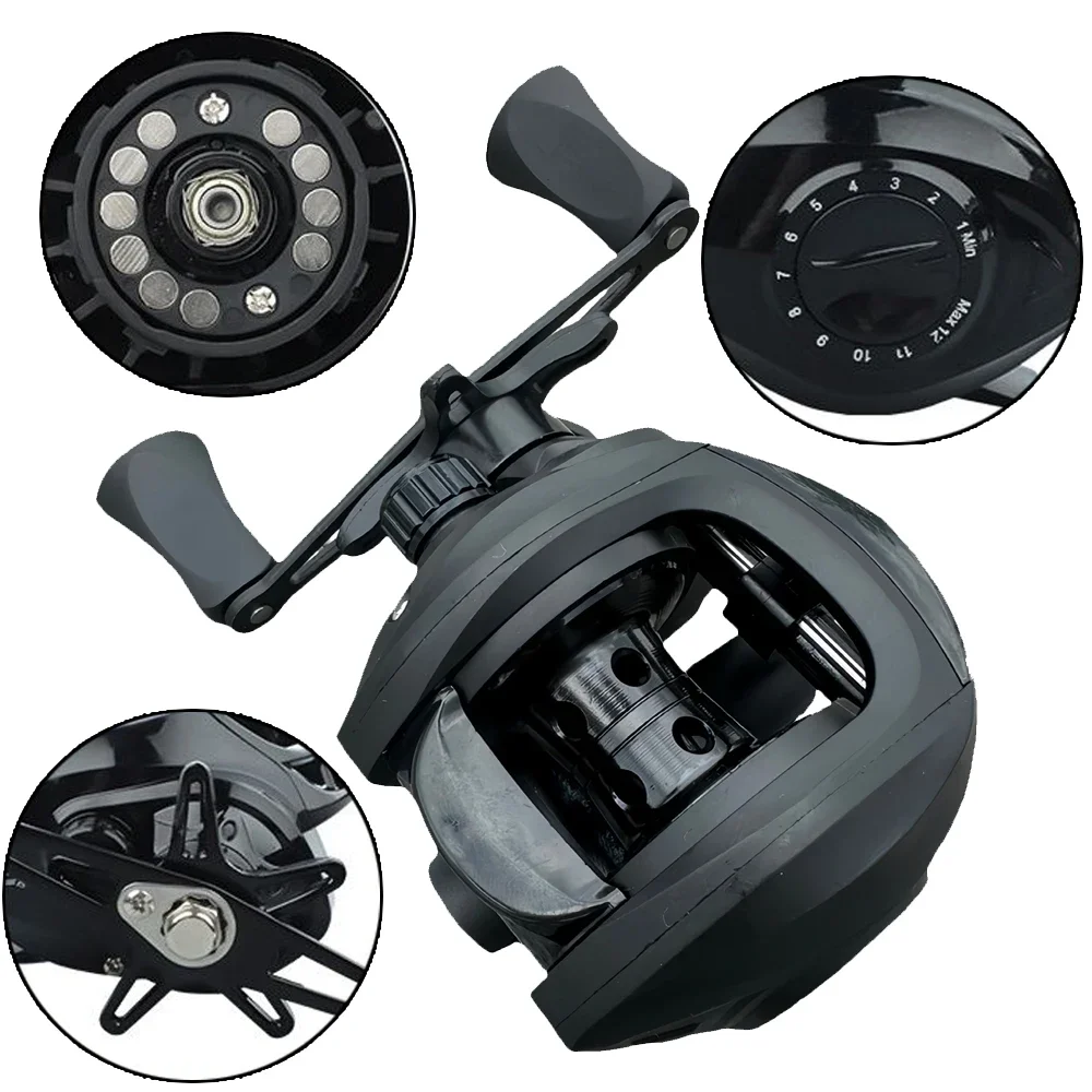 Carrete de Baitcasting multifuncional, carrete de aleación de aluminio ultraligero, relación de engranaje 7,2: 1 para pescadores principiantes, carrete de fundición de señuelo de Jigging - imagen 5