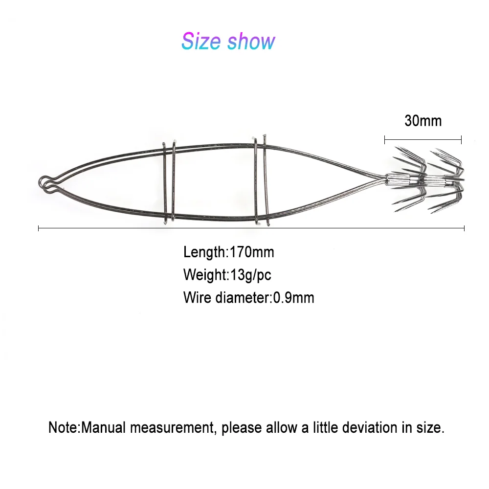 LIONRIVER-paraguas de doble capa de acero inoxidable, anzuelo de plantilla luminoso para pesca de calamar, sepia, pulpo, aparejo de señuelo de pesca de agua salada - imagen 3