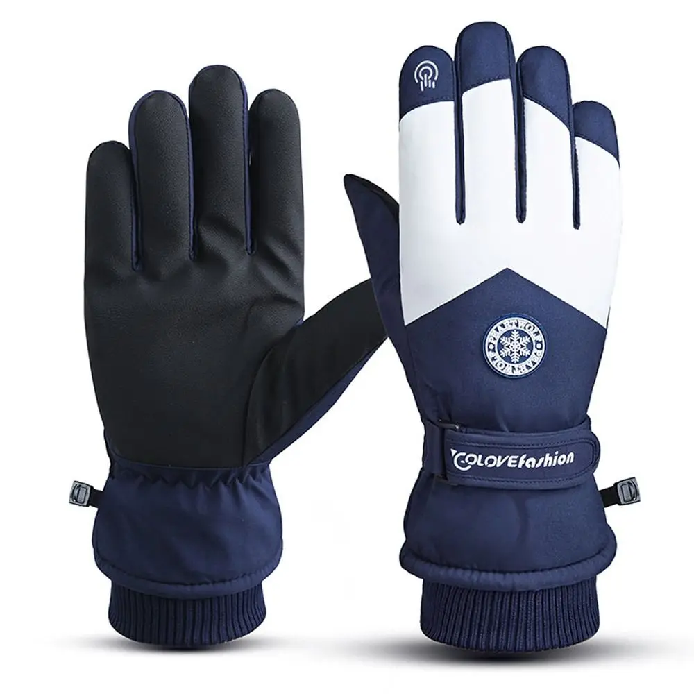 Guantes de montar de cuero de PU con pantalla táctil de invierno de lana impermeable guantes de esquí guantes de nieve - imagen 4
