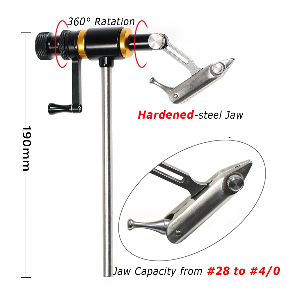 Bimoo-mordazas de acero endurecido con rotación de 360 °, tornillo de fijación con Base de Pedestal pesado, plantilla para hacer señuelos, Kit de herramientas para atar moscas de pesca - imagen 3
