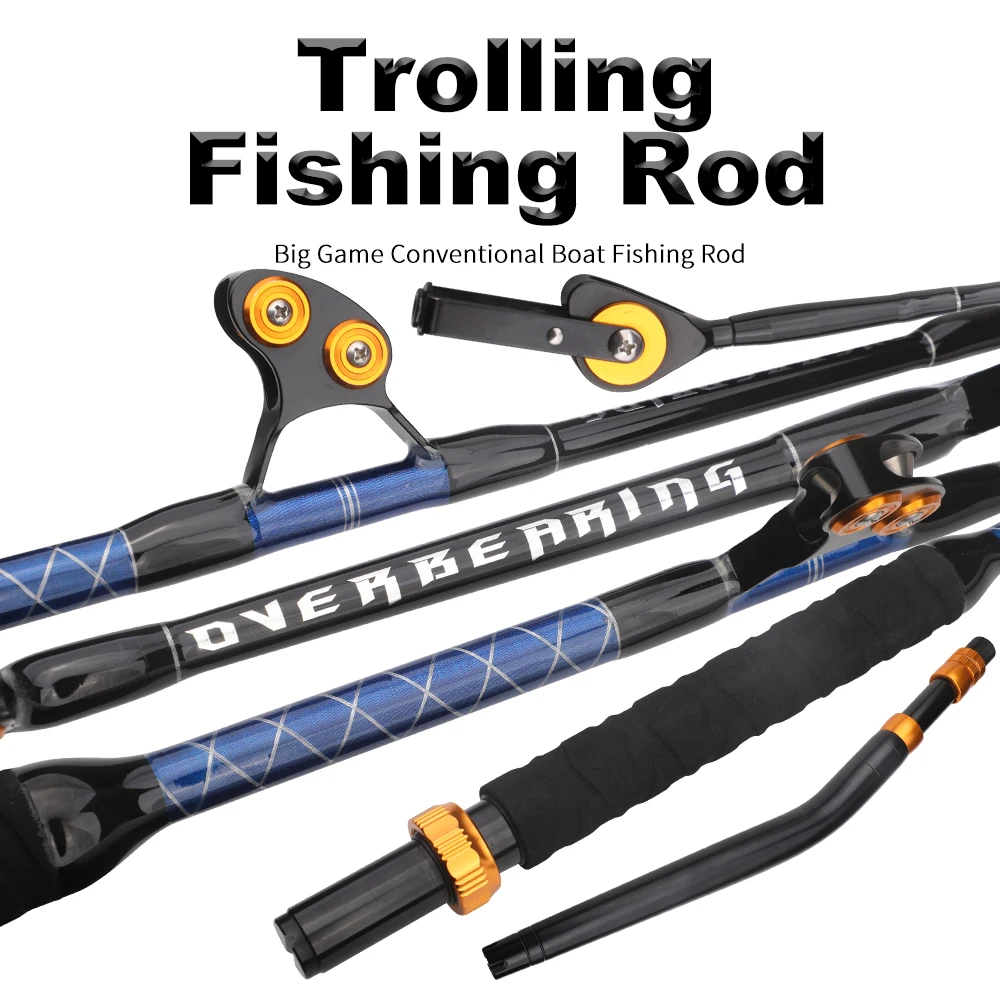 Caña de pescar de curricán de 2 secciones, caña de pescar de fibra de vidrio de 160 cm, caña de pescar de barco oceánico - imagen 2