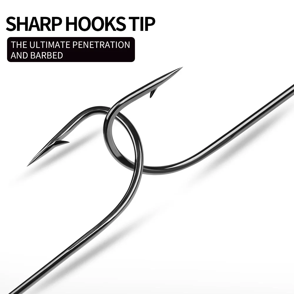 PROBEROS-Juego de anzuelos de pesca de mango largo, gancho de anillo de carpa con púas de acero de alto carbono, equipo de pesca de alta calidad, venta al por mayor, 50 unidades por lote - imagen 5