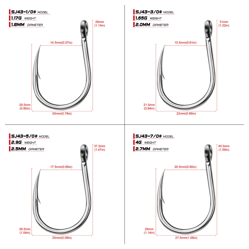 10 Uds PROBEROS ganchos resistentes de acero rico en carbono, ganchos afilados reforzados, ganchos de Jigging de agua salada de gran juego súper fuertes y profundos - imagen 4