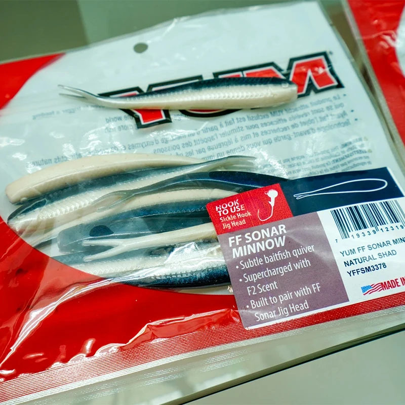 YUM-Cebo blando de cola de horquilla para pesca, accesorio importado de los Estados Unidos, FF Sonar Minnow Mino, Luya, perca Siniperca Chuatsi - imagen 2