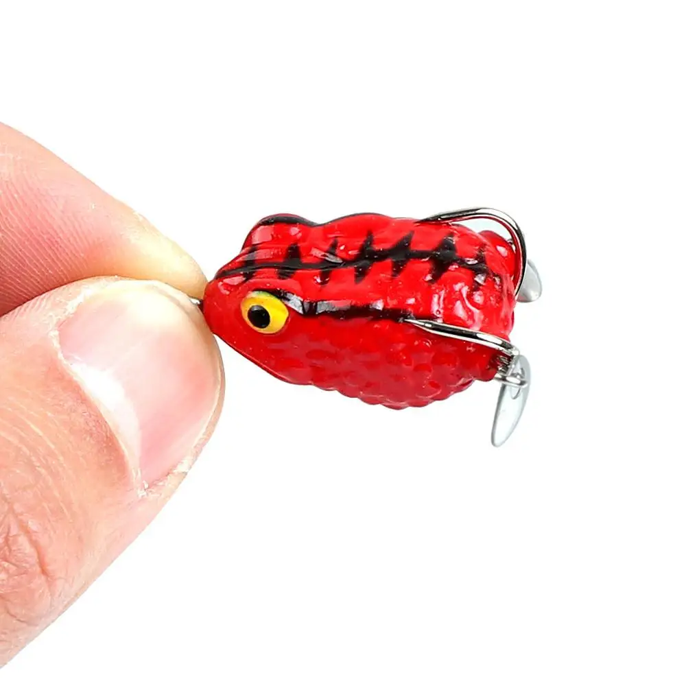 5 uds Boxxed pesca 2,5 cm/2,5g señuelo de rana suave Mini señuelo suave anzuelos dobles cebo Artificial de rana de rayos TopWater - imagen 4