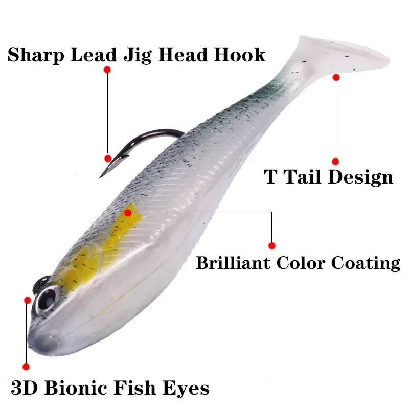 Cebo blando de silicona con cabeza jig head – Wobblers para lubina - imagen 4