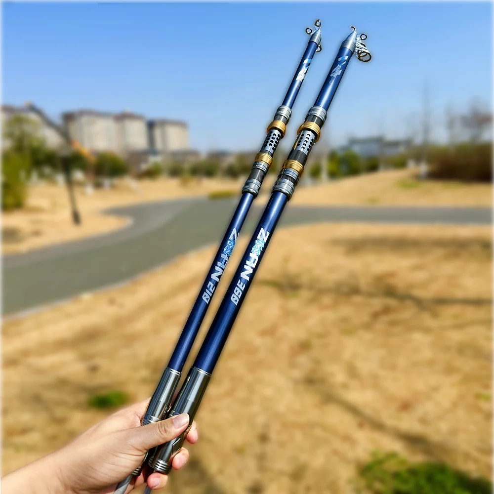 Caña de pescar giratoria portátil telescópica 2.1M2.4M2.7M3.0M3.6M, caña de pescar de viaje para barco de mar, caña de pescar en roca, carpa de 7,5 kg, pesca libre - imagen 3