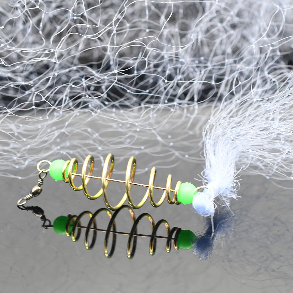 MNFT-trampa de red de pesca con cuentas luminosas, resorte de cobre, alimentador de red, plomo, red de lanzamiento disponible, 4-14 malla, 1 ud. - imagen 2