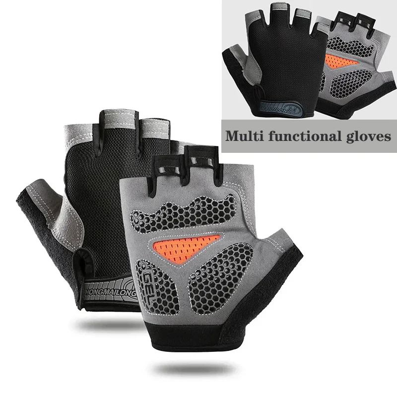 Guantes antideslizantes para motocicleta, transpirables, de medio dedo, para ciclismo, transpirables, para ejercicio físico, deportes, Camping, senderismo - imagen 2