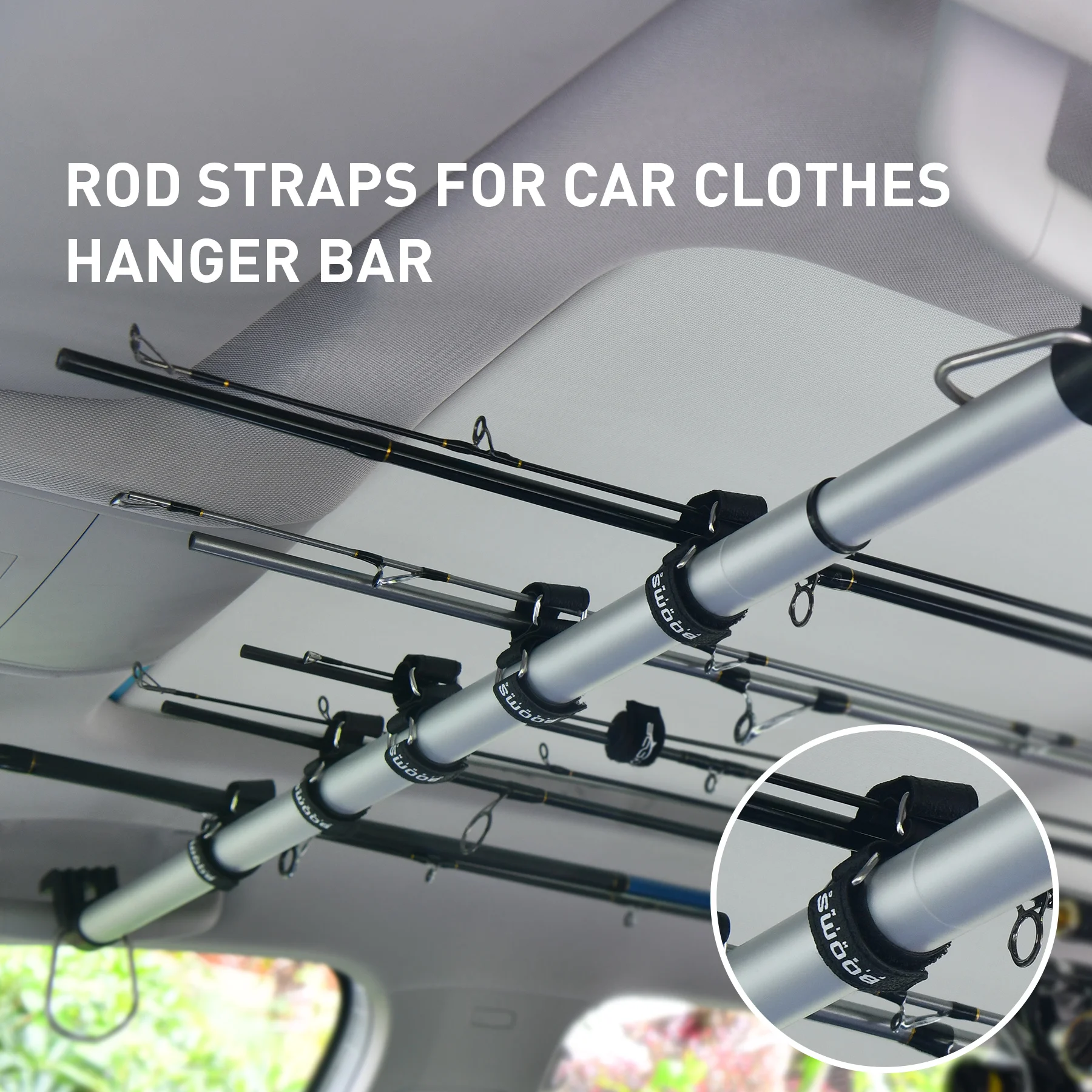 Booms Fishing-soporte para caña de coche, cinturón fuerte para barra de vehículo, estante para caña portátil, correa, accesorios de herramientas de pesca, 6 uds. - imagen 2