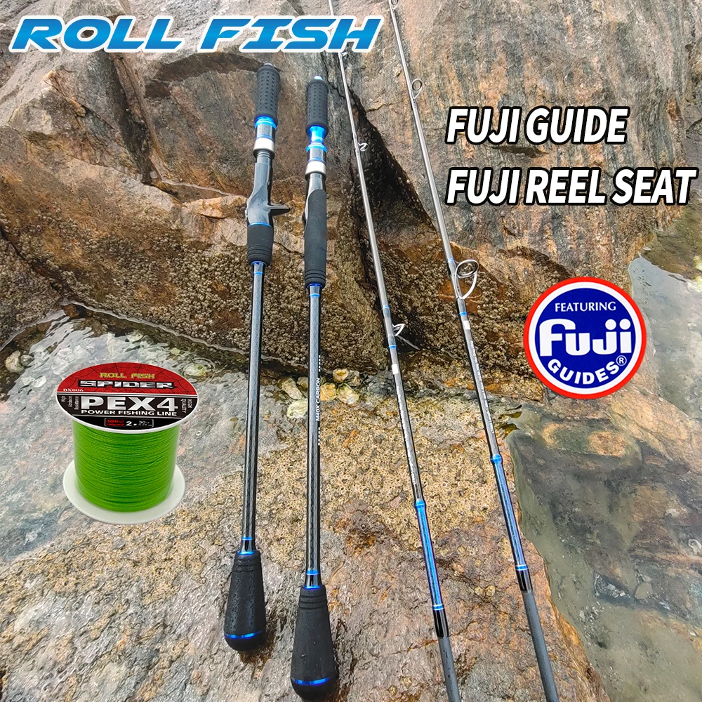 Guías ROLLFISH Fuji, barco de fibra de carbono, Jigging, caña de pescar giratoria/fundida de agua salada para atún + hilo de pescar gratis de 100m/109yds - imagen 2