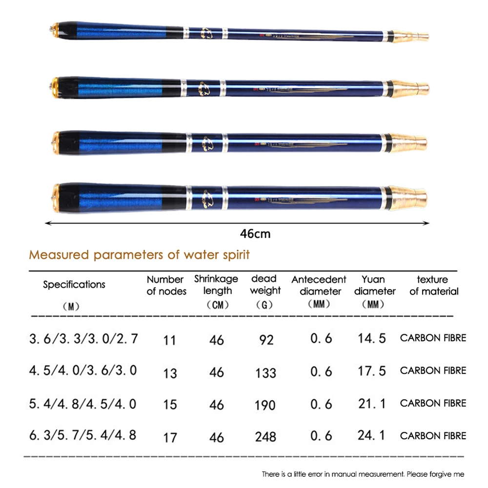 Caña de pescar telescópica ultracorta con longitud de posicionamiento ajustable, alimentador de carbono, poste de corriente dura ligera, 3,6-7,2 M - imagen 3