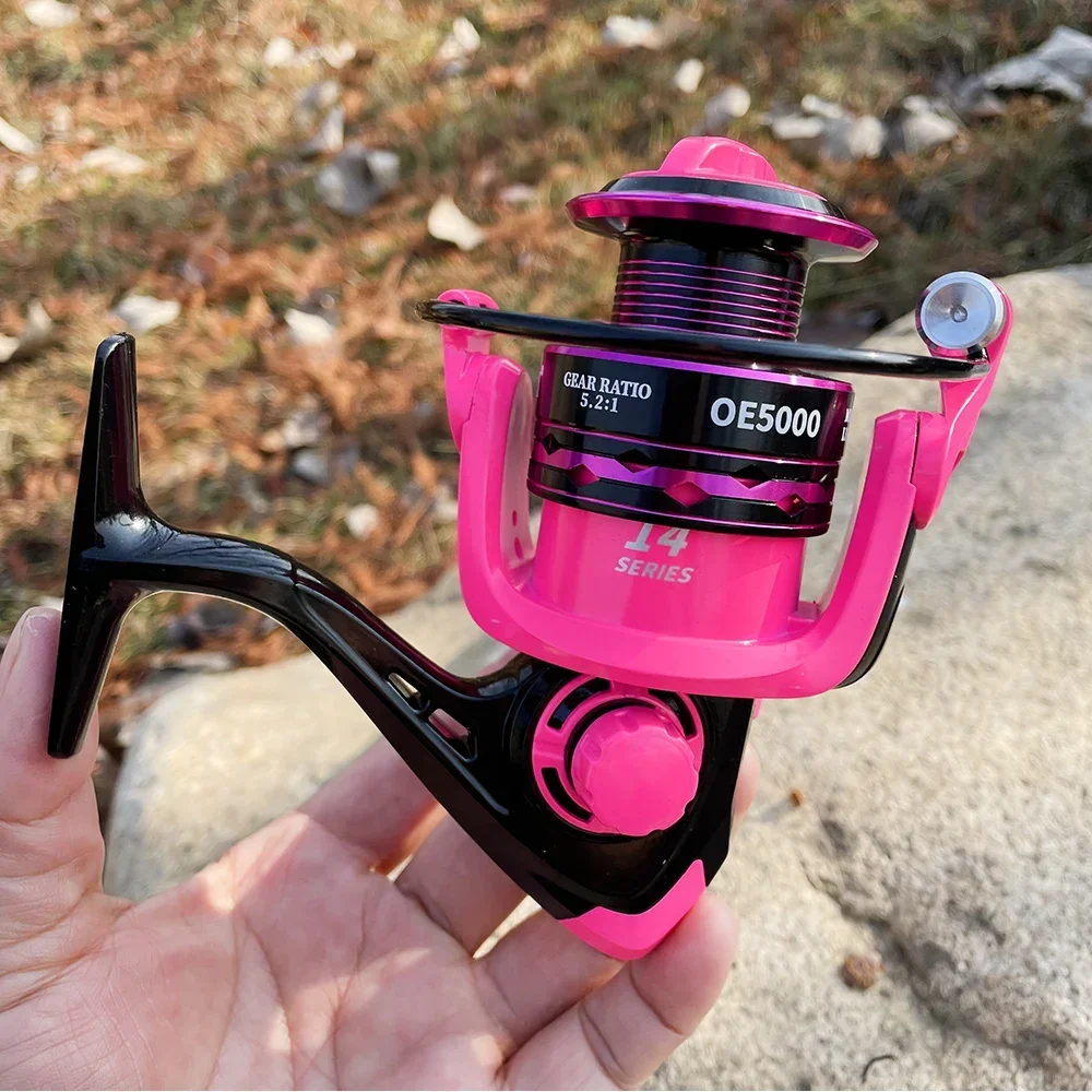 Carrete de Metal liso Original de alta calidad, carrete de Pesca Baitcasting, relación de engranaje 5,2: 1, serie OE2000-7000 con mango antideslizante - imagen 3