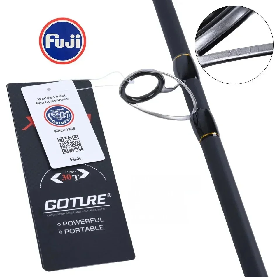 Caña de pescar de viaje Goture Xceed de 4 posiciones con anillo guía Fuji de fibra de carbono 1,98-3,6 M caña de señuelo de fundición giratoria para pesca de carpa - imagen 5