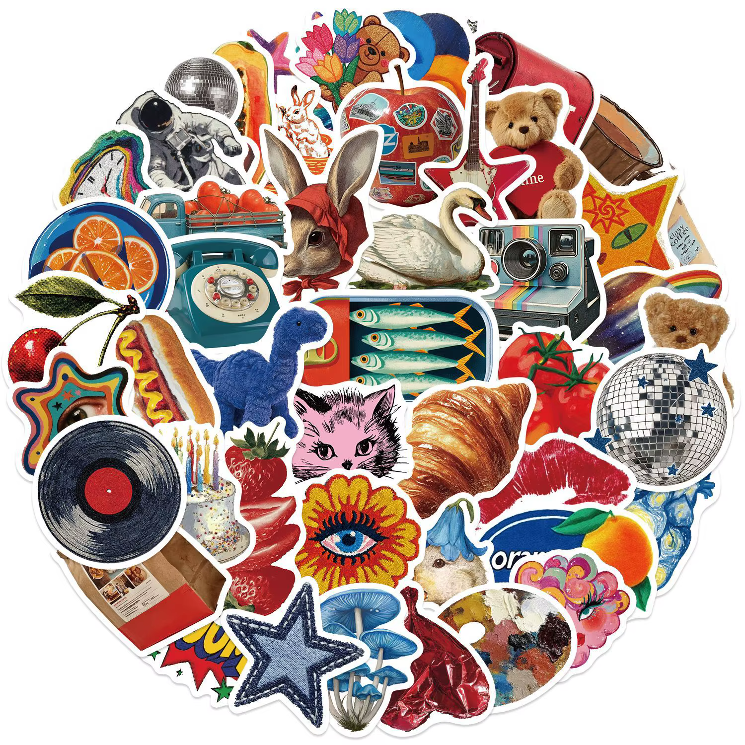 50 Uds Retro y2k arte pegatinas estéticas DIY teléfono guitarra portátil maleta botella de agua pegatinas impermeables juguetes - imagen 3