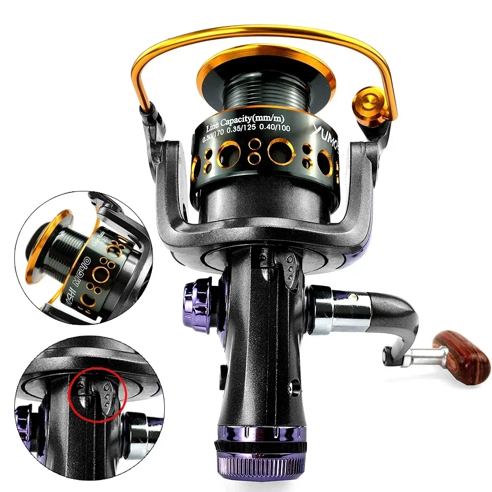 Carretes de pesca 3000-6000, sistema de freno doble, arrastre máximo súper fuerte, 10kg, alimentador de pesca, carrete giratorio 10 + 1BB, herramienta de pesca Jigging - imagen 5