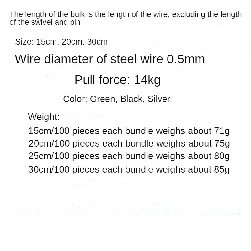 20/50/100/200 Uds sedal de pesca de acero antimordida hebilla giratoria alambre de acero plomo fuerte tensión pesca alambre accesorios de pesca - imagen 3
