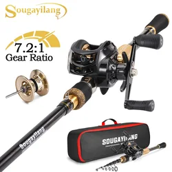 Sougayilang Baitcasting Telescopica – Caña y Carrete para Lubina