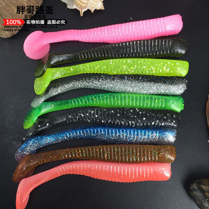 Donglejian-Coda oscilante L J3.1/4,2, 76mm3g/107mm7,9g, cebo suave de gusano, cola en T, depósito de pesca en roca biónica, equipo de pesca - imagen 3