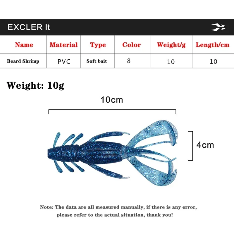 1 Uds. Cebo suave de langosta, 10cm, 10g, señuelo de silicona de cangrejo, señuelo de pesca de camarones con múltiples barbudos, simulación Artificial de cangrejo Swimbait - imagen 3